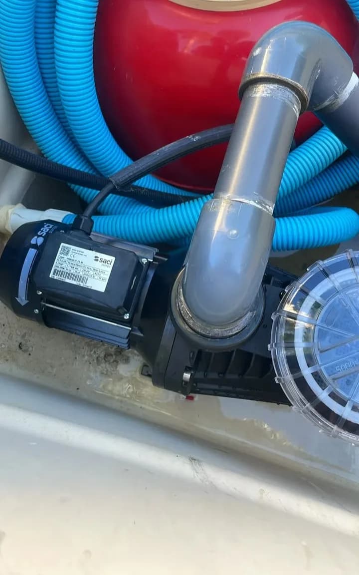 Replacement pool pump reassembled and installed.