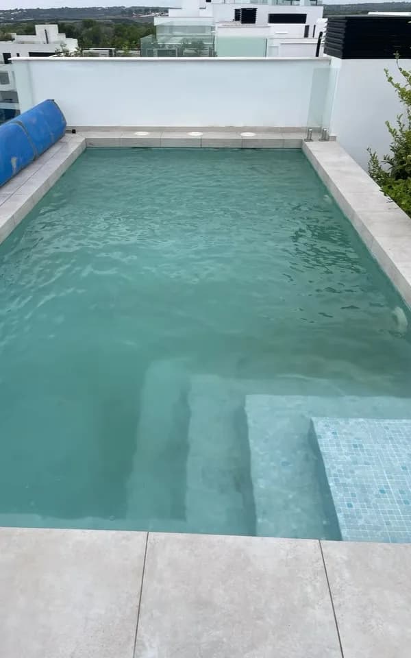 Cloudy water and sediment after more than three months without maintenance.